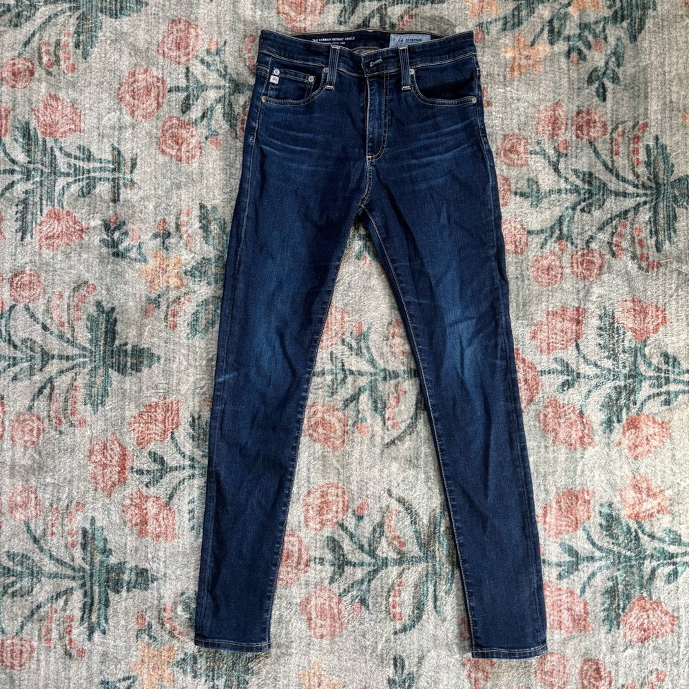 Ag Adriano Goldschmied Blue The Farrah High Rise Skinny Ankle Jeans Premium Fit